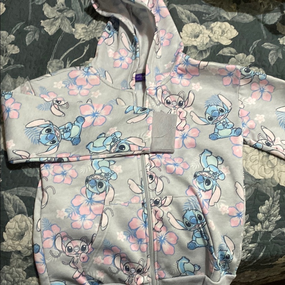 Disney Stitch Blue and Pink Cartoon Hoodie Jacket